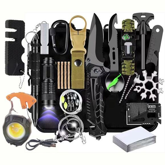18 in 1 Outdoor Survival Tactical Kit with Multifunction Keychain Light - US - Picture 1 of 7